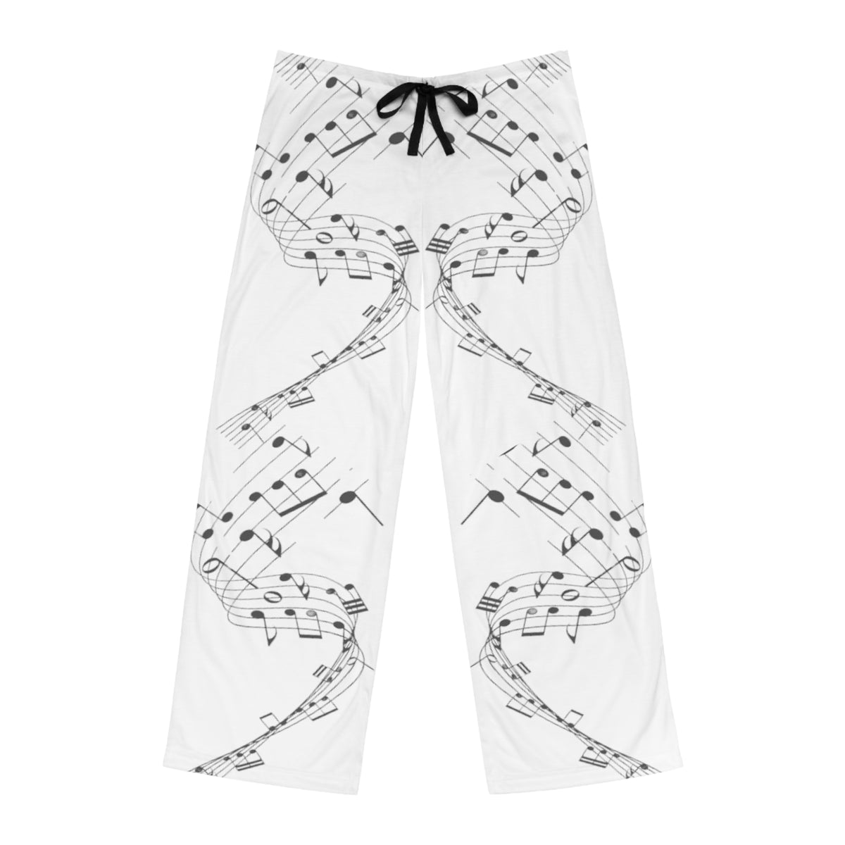 Melodic Dreams White Pajama Pants with Black Music Notes