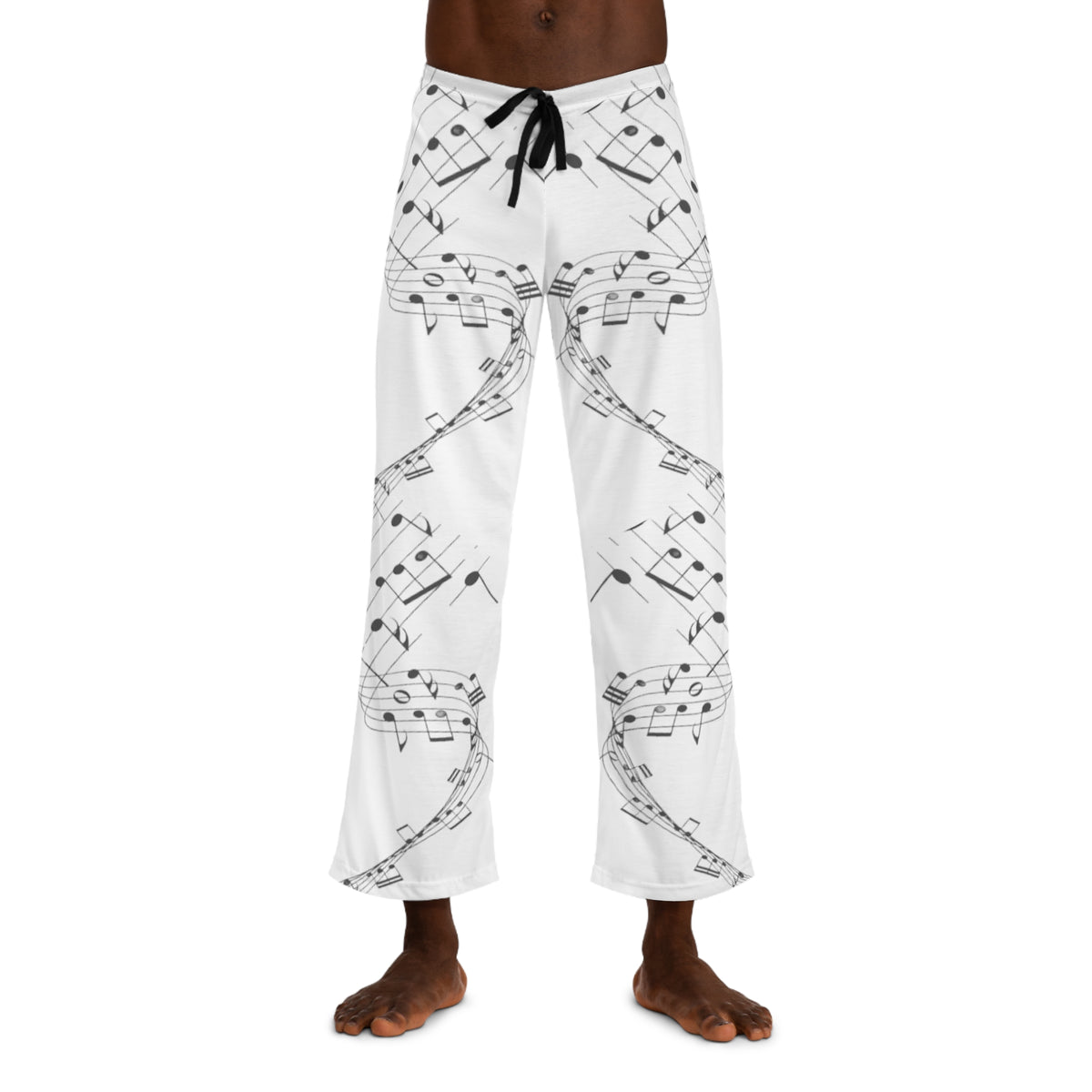 Melodic Dreams White Pajama Pants with Black Music Notes - Sangeet Store