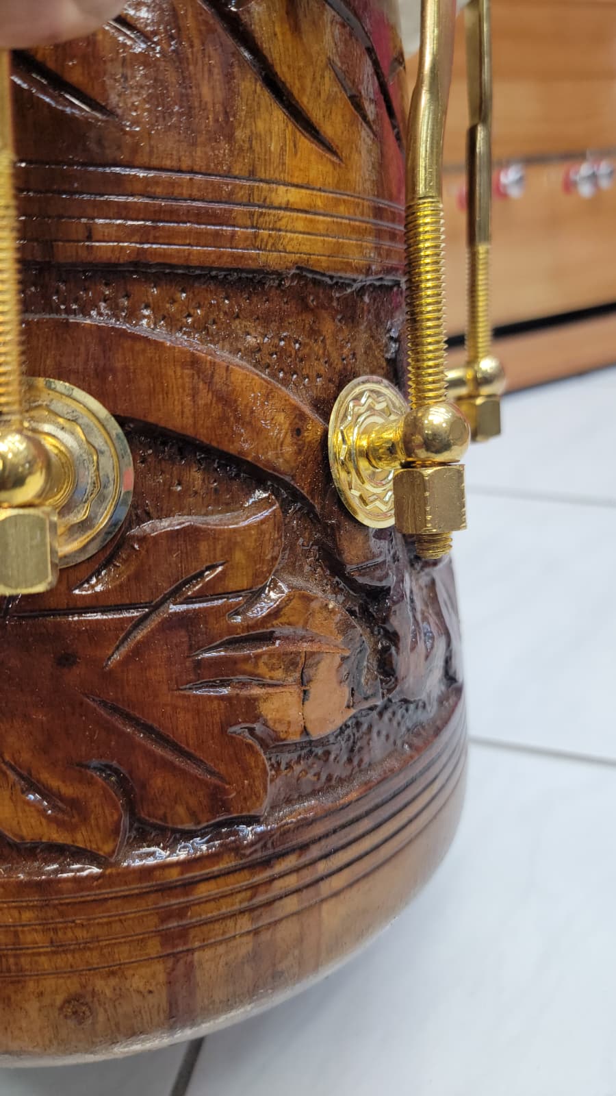 Custom Link for Bruce: KalaDhav™ Black-Finish Dhamma + Encarved Closed-Tone Half Dholak + Shipping
