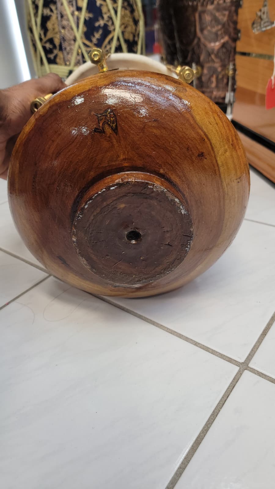 Custom Link for Bruce: KalaDhav™ Black-Finish Dhamma + Encarved Closed-Tone Half Dholak + Shipping