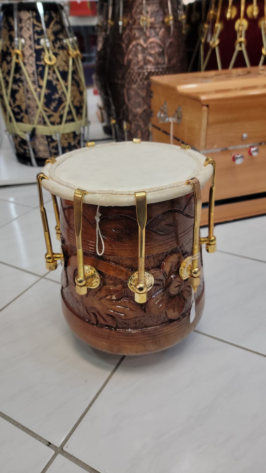 Custom Link for Bruce: KalaDhav™ Black-Finish Dhamma + Encarved Closed-Tone Half Dholak + Shipping