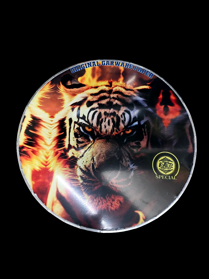 Inferno Roar 13" Dhol Treble Skin – Flaming Tiger Design