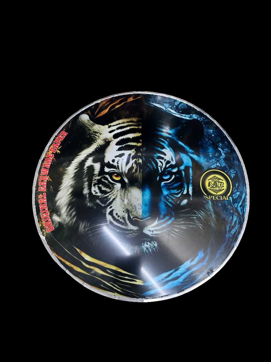 Dual Blaze 13.2" Dhol Treble Skin – Half Yellow, Half Blue Tiger Design