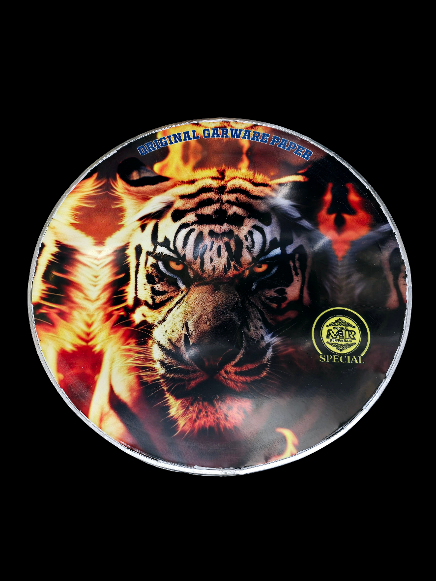 Fiery Fury 13.2" Dhol Treble Skin – Fiery Tiger Design