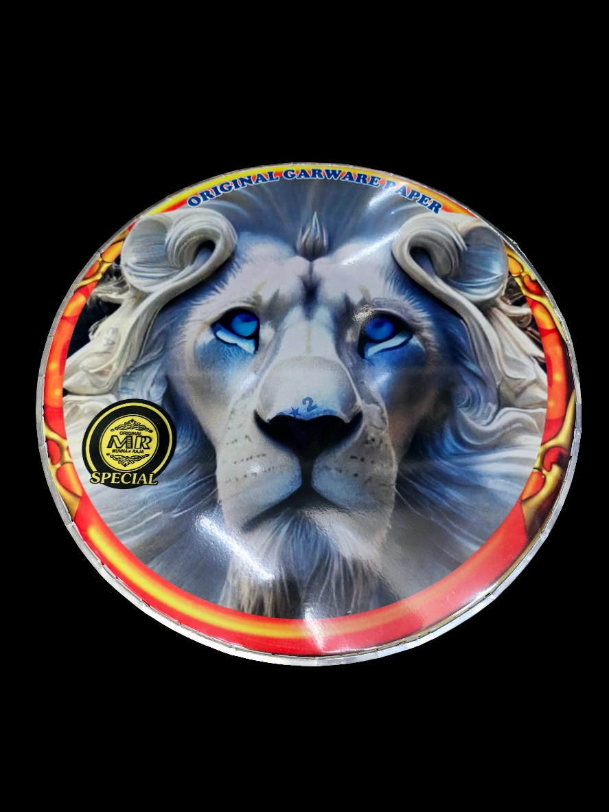 Luminous Majesty 13.2" Dhol Treble Skin – White Lion with Blue Eyes Close-Up