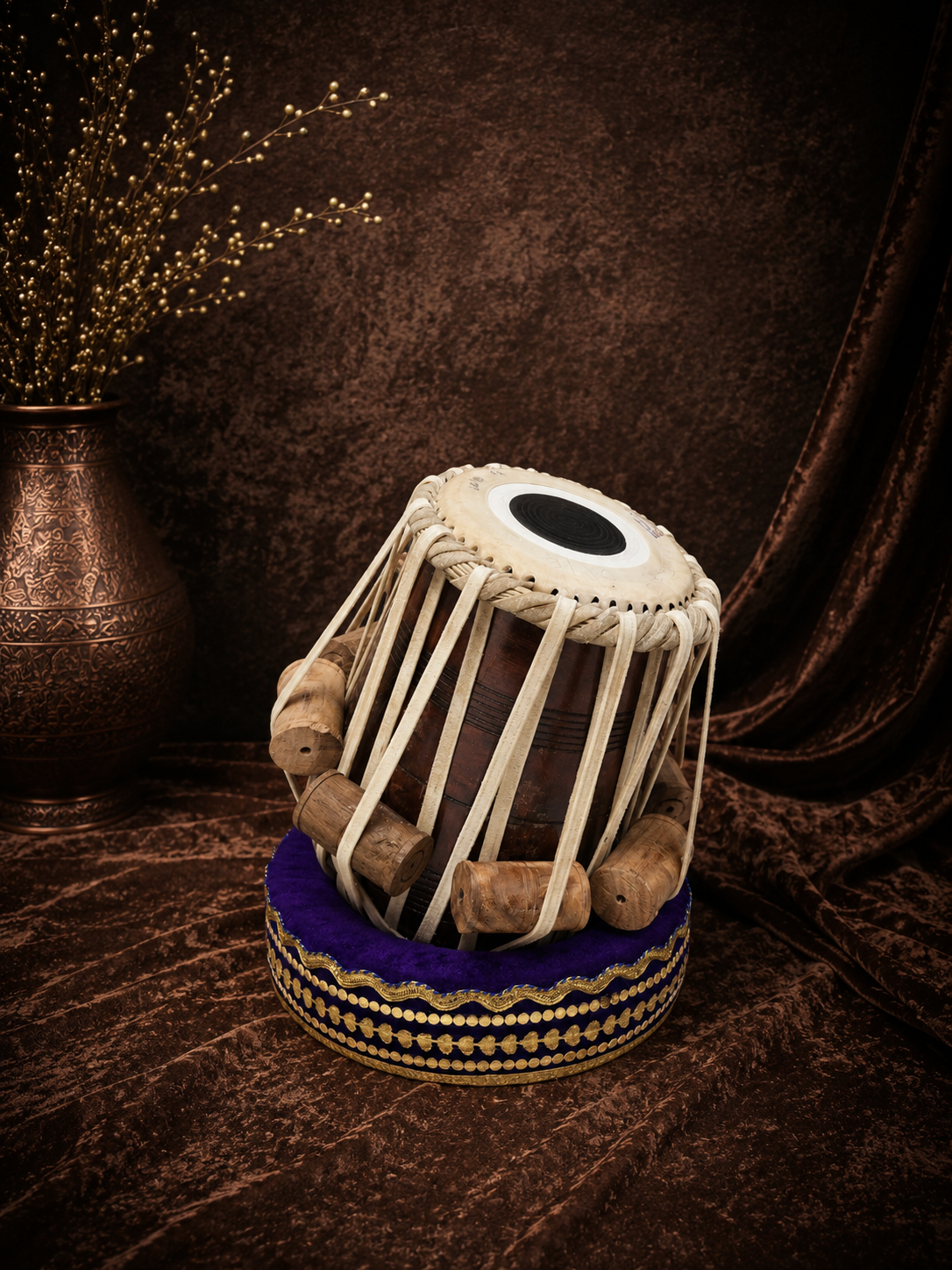 RudraSwar Heritage | 5⅞" D/D# Red Sheesham Mohd. Sharif Skin Tabla Dayan *Cosmetic Blemishes on Shell