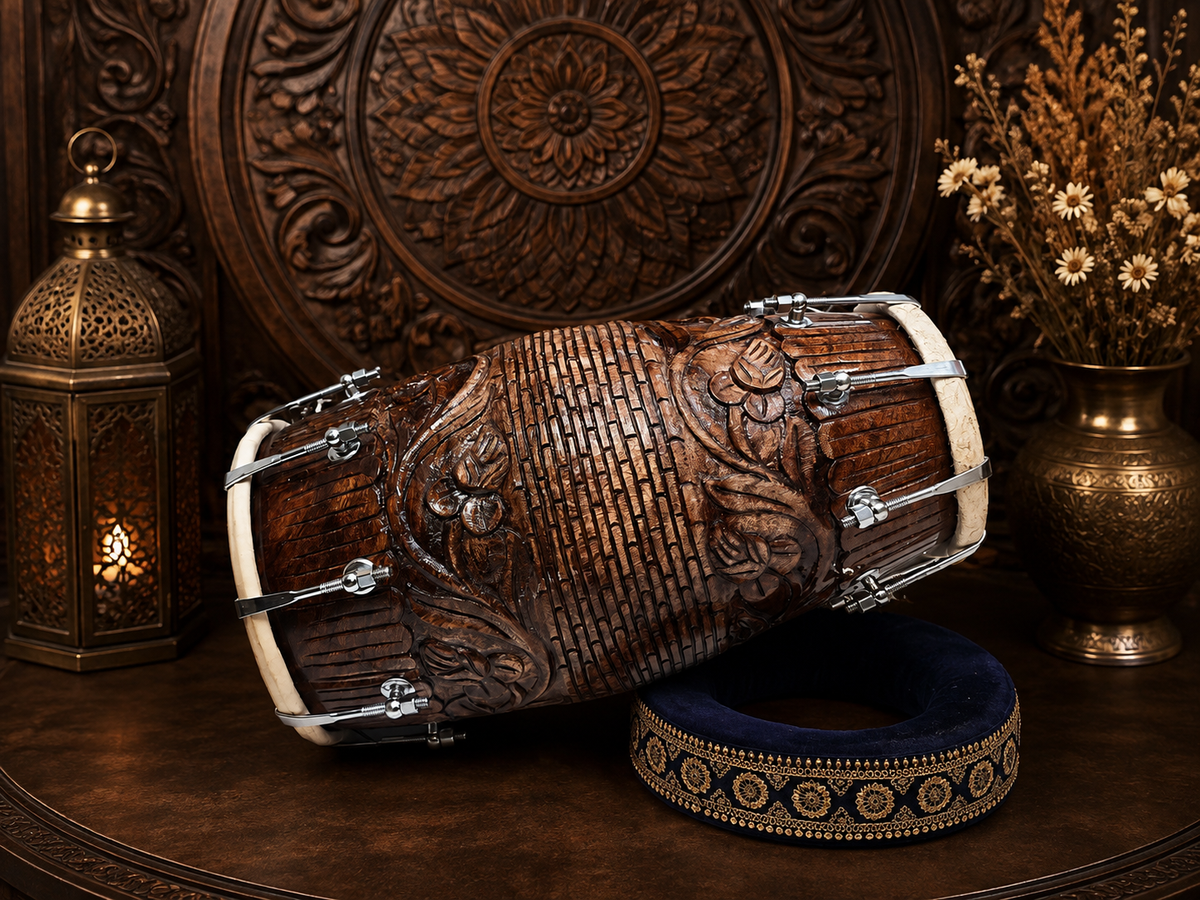 Vanraj | Hand-Engraved Chetram Red Sheesham Dholak