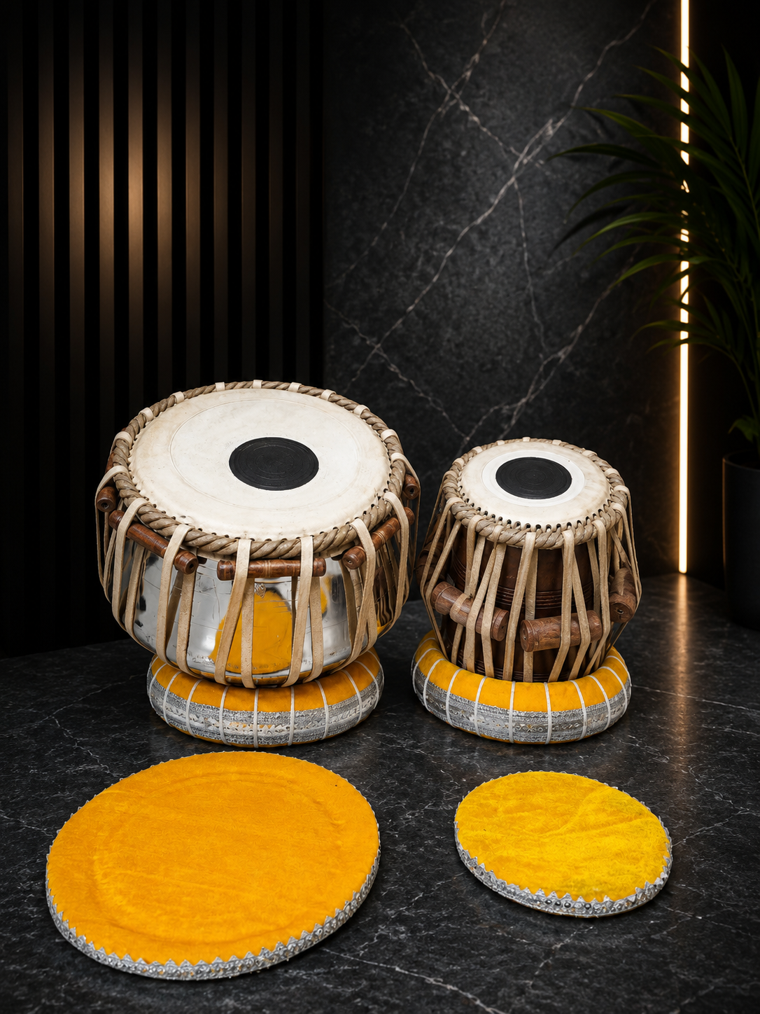 Riyaaz Heritage Semi-Professional Tabla Set | 5.5" E/D#/D Red Sheesham Dayan & 9.25" Brass Bayan | Very Minor Cosmetic Blemishes & Slight Buzzing