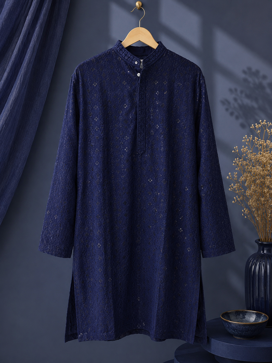 Navy Blue Men's Kurta Top *Contact For Price*