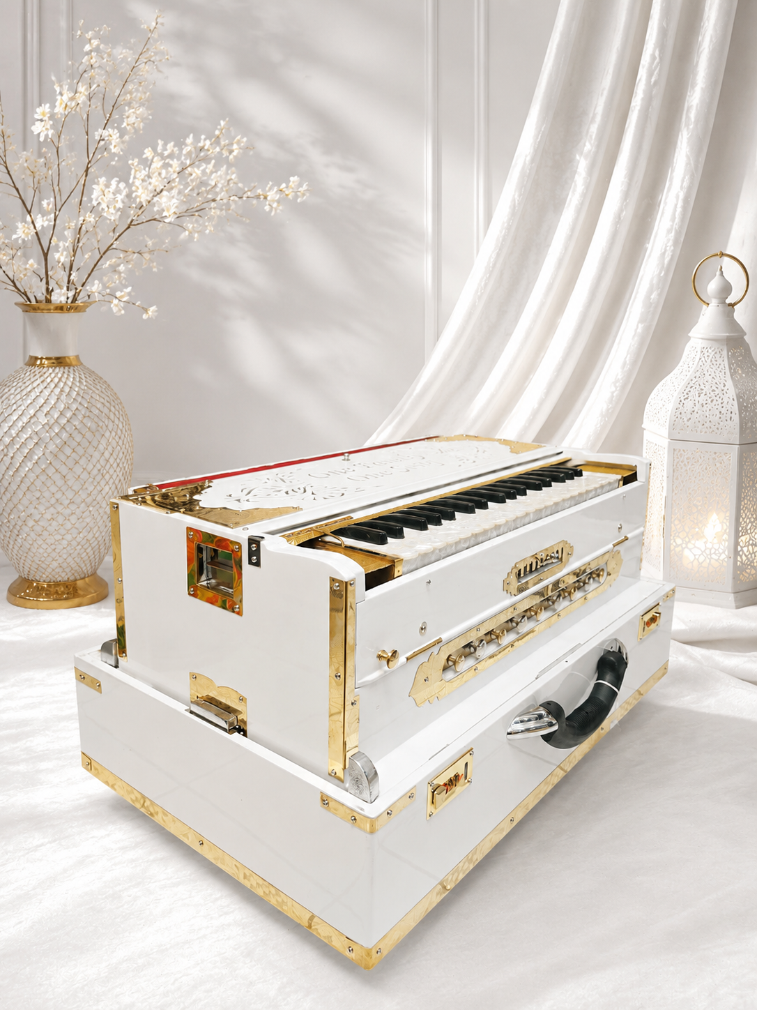 Shvet Sangeet | Premium Custom White 3 Reed BMF 9 Scale Changer Harmonium