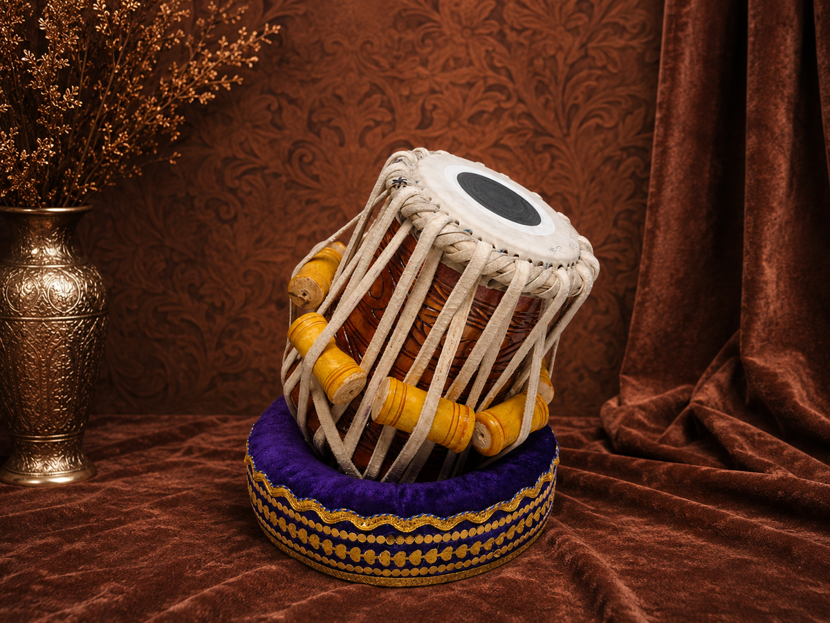 Vanaraga Artisan | 5.25" D# Hand-Engraved Mango Wood Tabla Dayan *Mediocre Sound + Slightly Buzzing