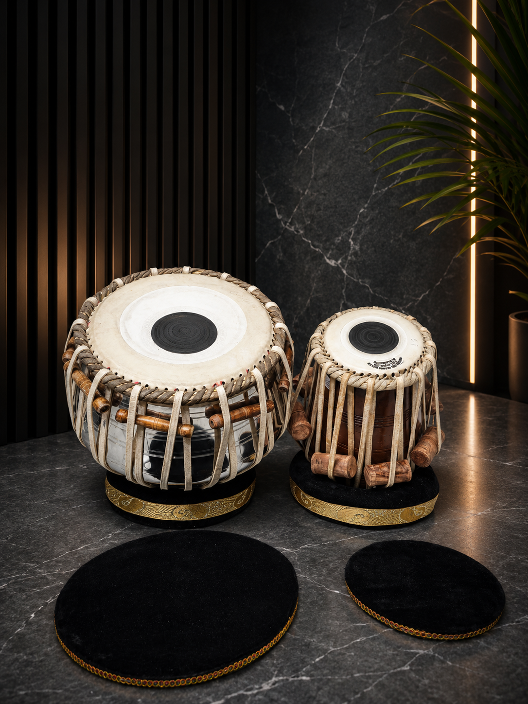 Naad Jyoti Professional Tabla Set | 5.25" E/F Red Sheesham Dayan with Mohd. Sharif Skin & 9.25" Brass Bayan | Very Minor Cosmetic Blemishes