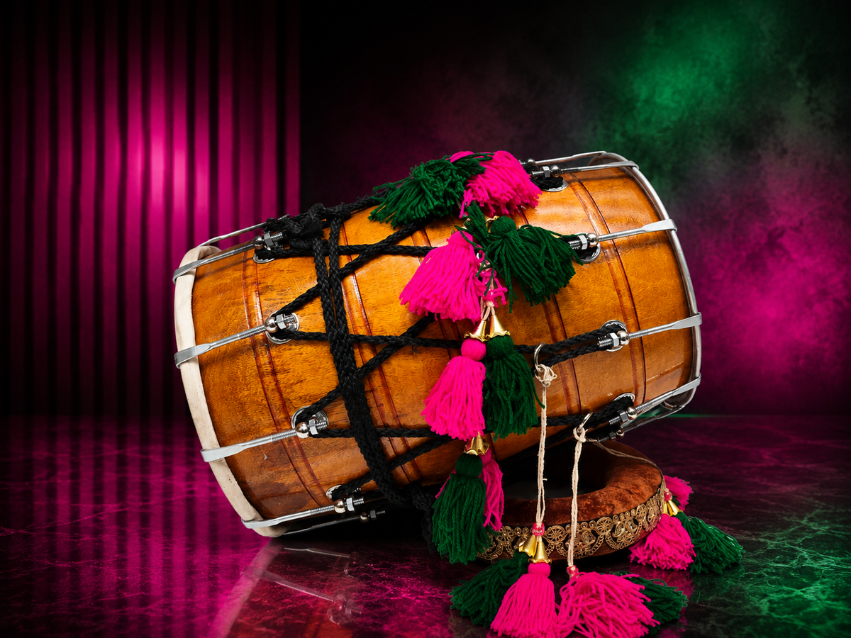 Heritage Beat Compact Punjabi Dhol | 18" Wooden Punjabi Dhol * 2 Minor Cosmetic External Cracks *Exceptional Tone