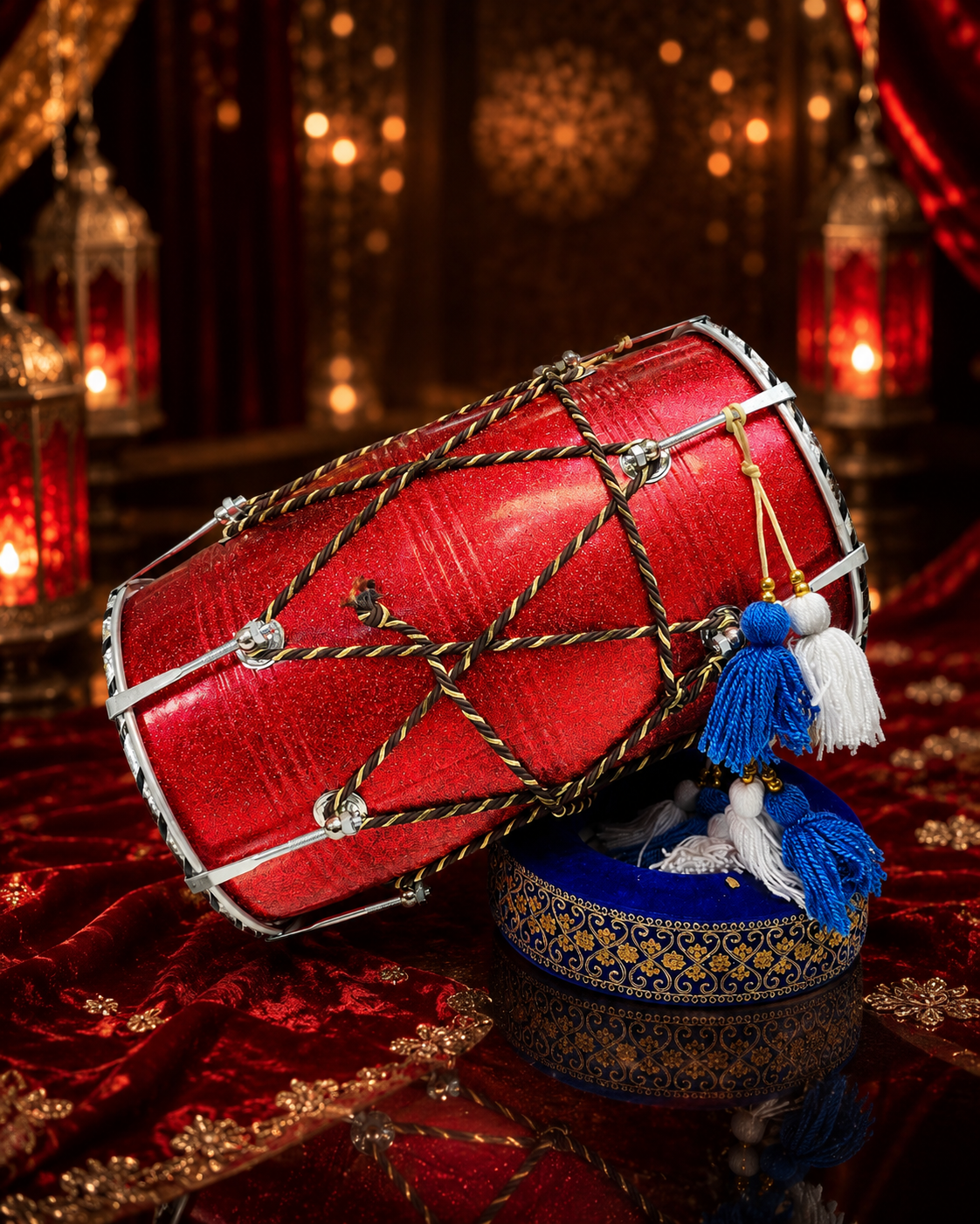 AgniPulse 17.75" Red Spark Fiberglass Punjabi Dhol 10" Skins