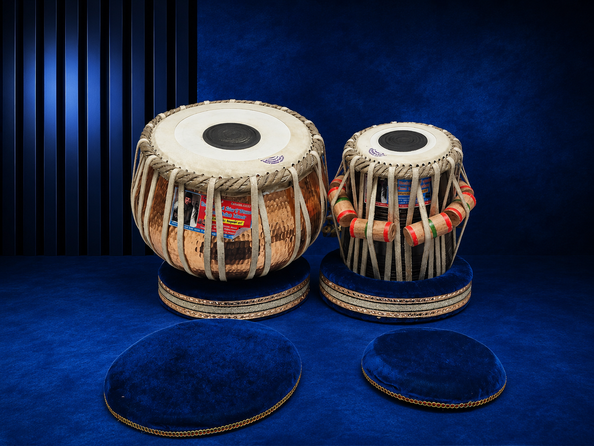 Copper Crest Elite | 9.25" Copper Bayan + 5.5" D#/E Red Sheesham Mohd. Sharif Concert Tabla Set * Very Minor Cosmetic Blemish + Barely Noticeable Ringing Sound