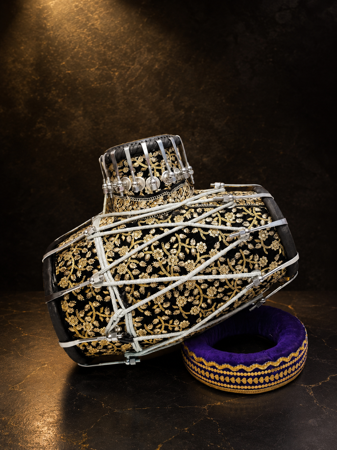 Sur Rang Royale | Premium Black Sherwani-Wrapped Red Sheesham Tabolak (Tabla Dholak) with 5.5" E Dayan *Promotional Price + Exceptional Tone*