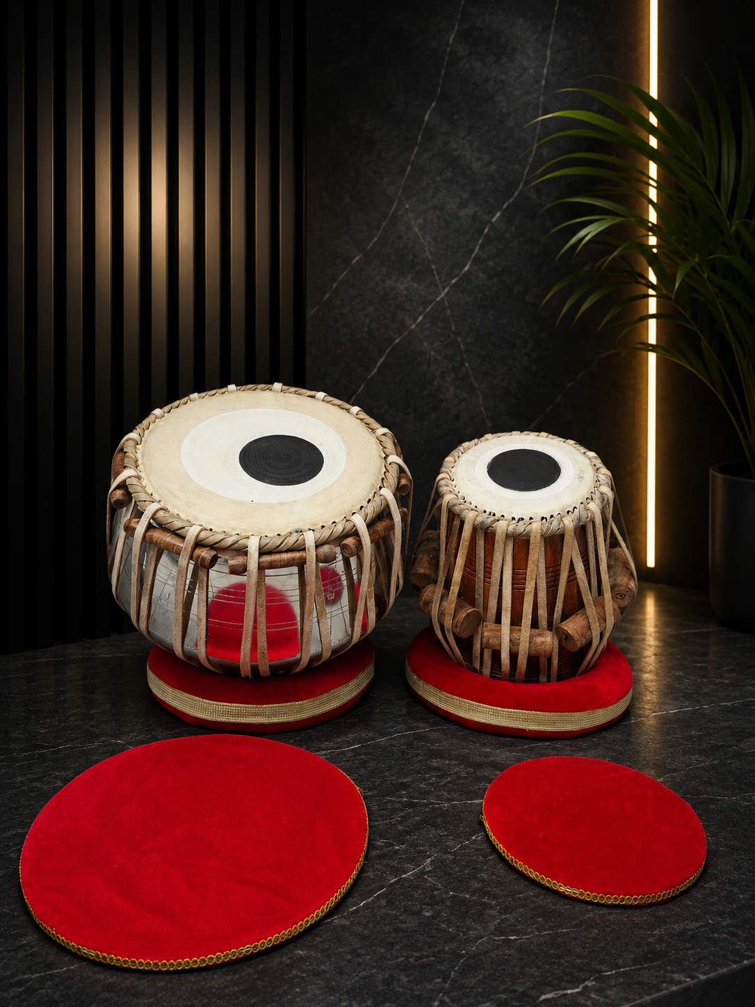 Naad Vistaar Semi-Professional Tabla Set | 5.5" E/D#/D Red Sheesham Dayan & 9.25" Brass Bayan | Very Minor Cosmetic Blemishes
