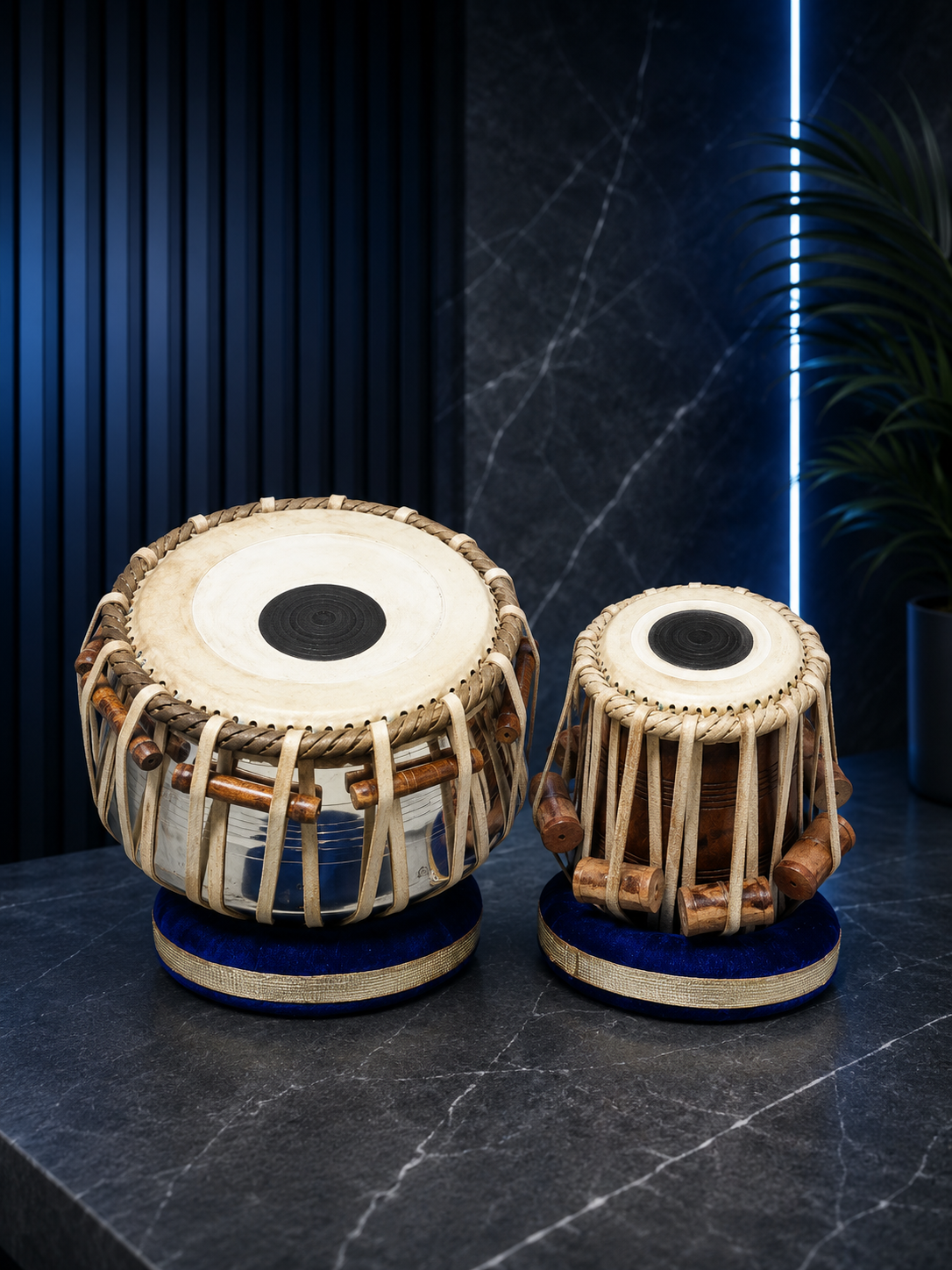 Sur Vistaar Semi-Professional Tabla Set | 5.25" E/D#/D Red Sheesham Dayan & 9.25" Brass Bayan | Very Minor Cosmetic Blemishes