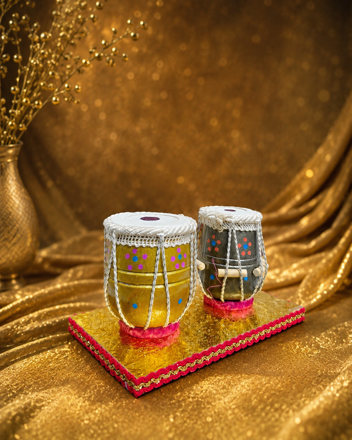 Naad Ratna | Handcrafted Miniature Display Tabla Set *Minor Chip in Base