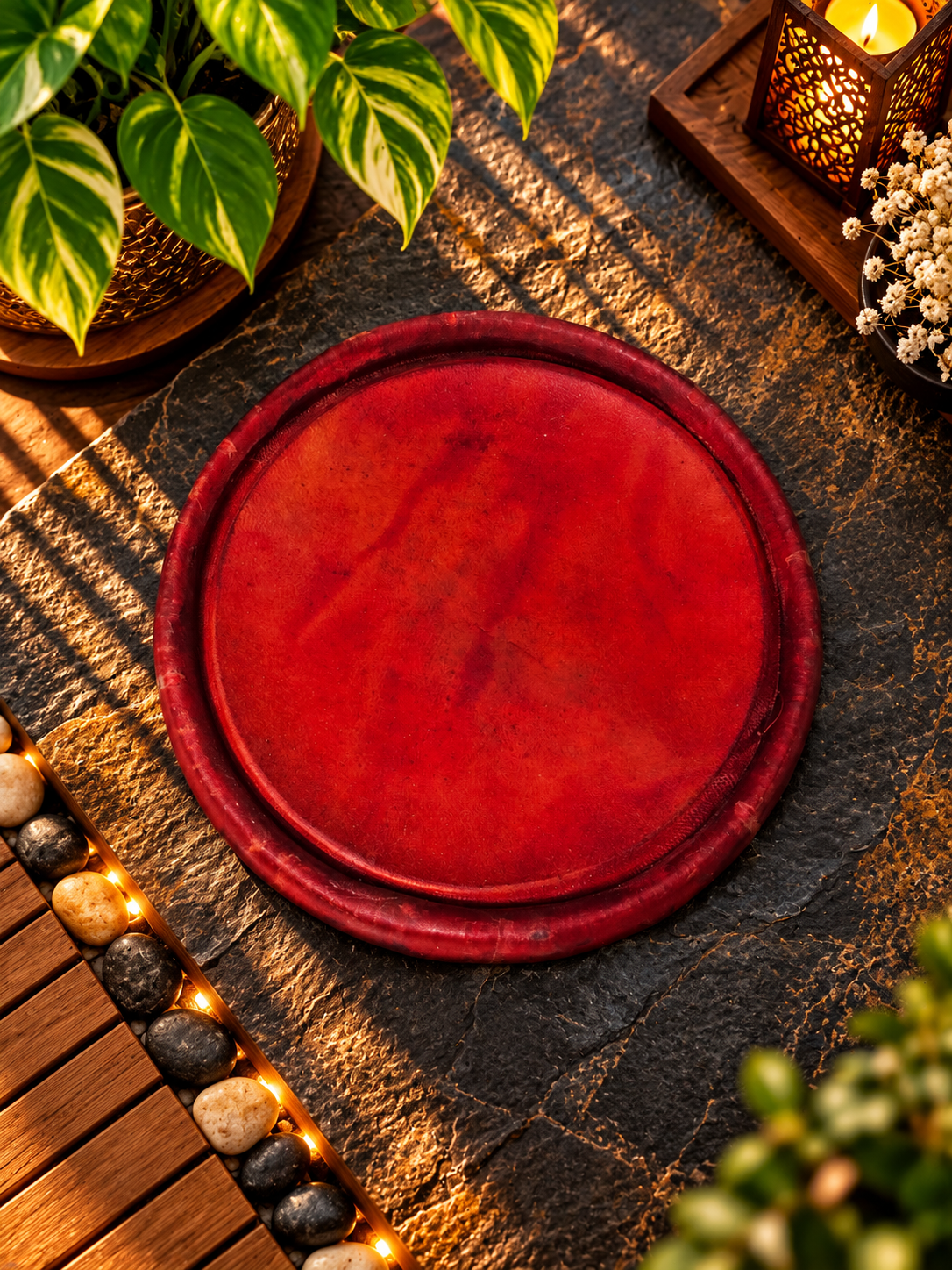 7" Concert Quality Red-Orange Dholak Treble Skin