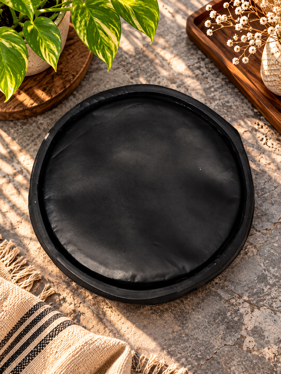 9.0" Concert Quality Black Dholak Bass Skin