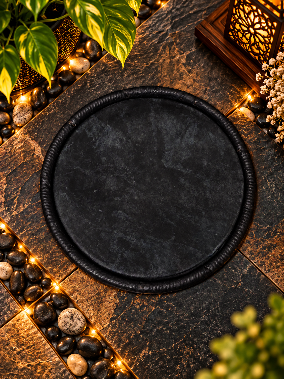 9.75" Concert Quality Black Dholak Bass Skin