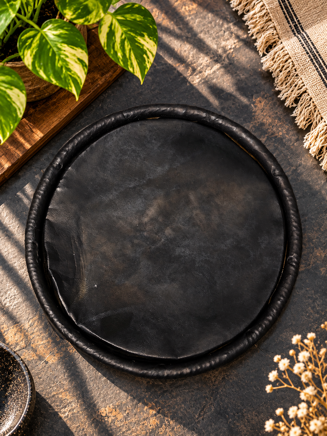 9.5" Concert Quality Black Dholak Bass Skin