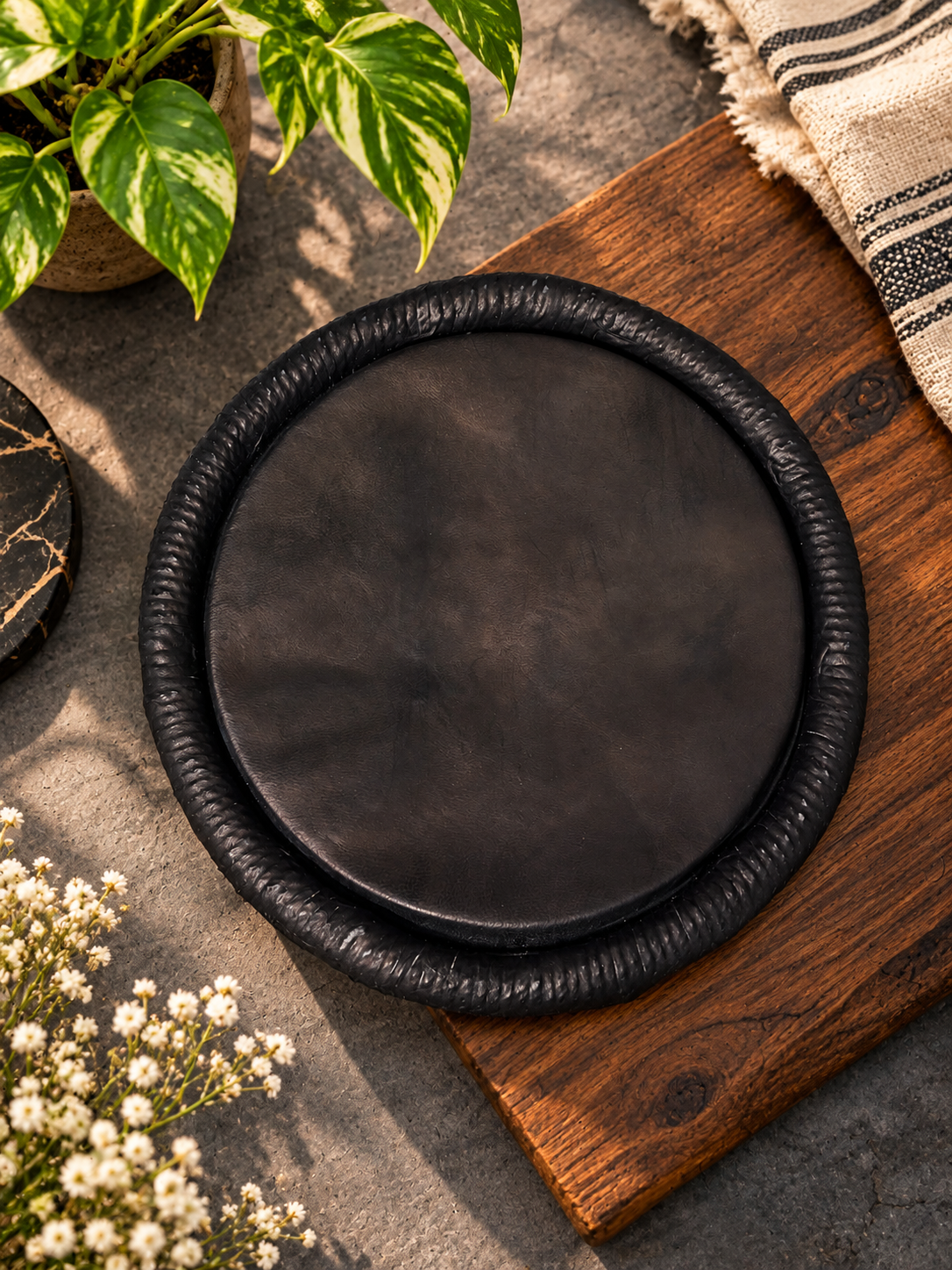 7.5" Concert Quality Black Dholak Treble Skin