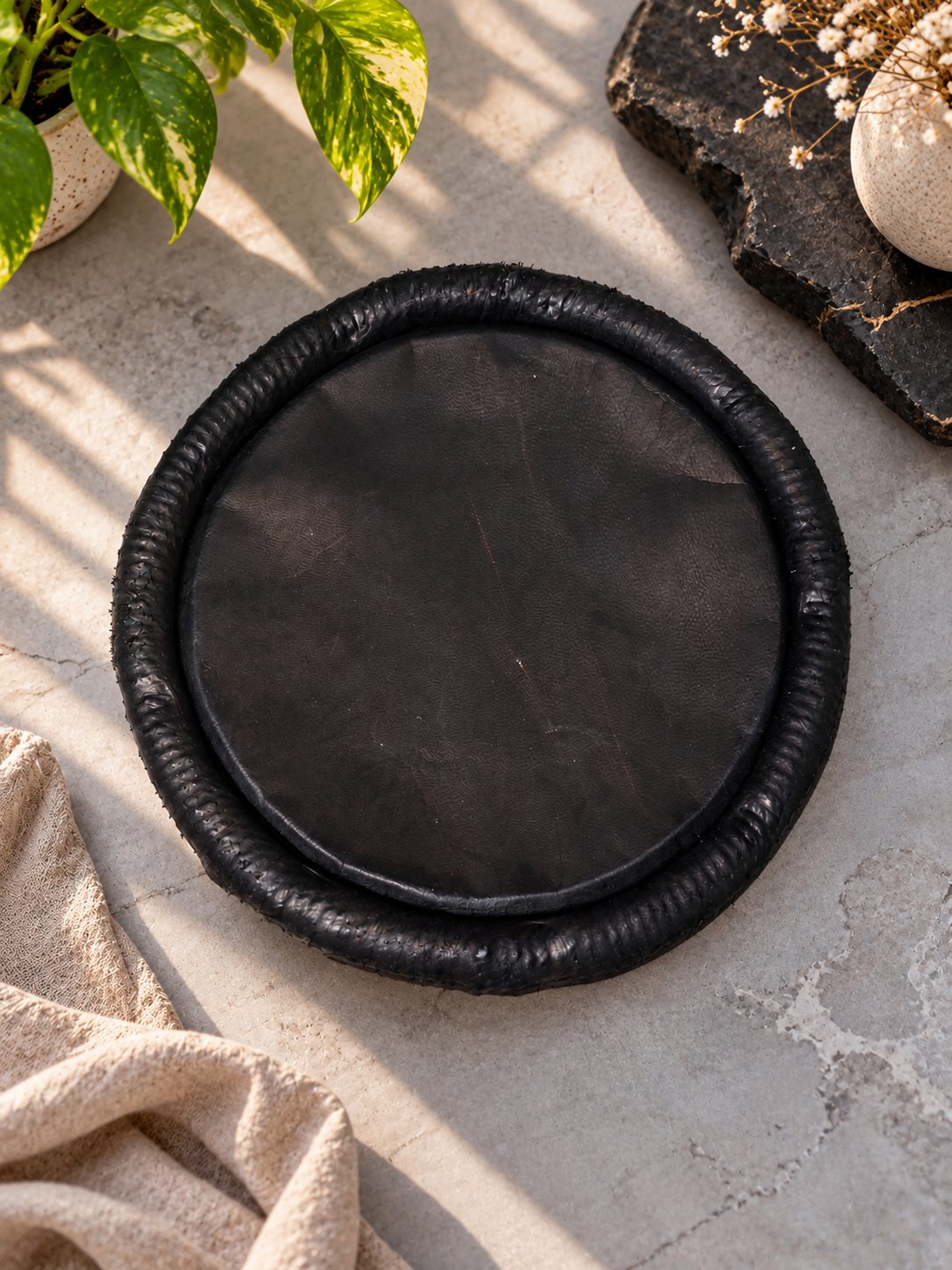 7" Concert Quality Black Dholak Treble Skin