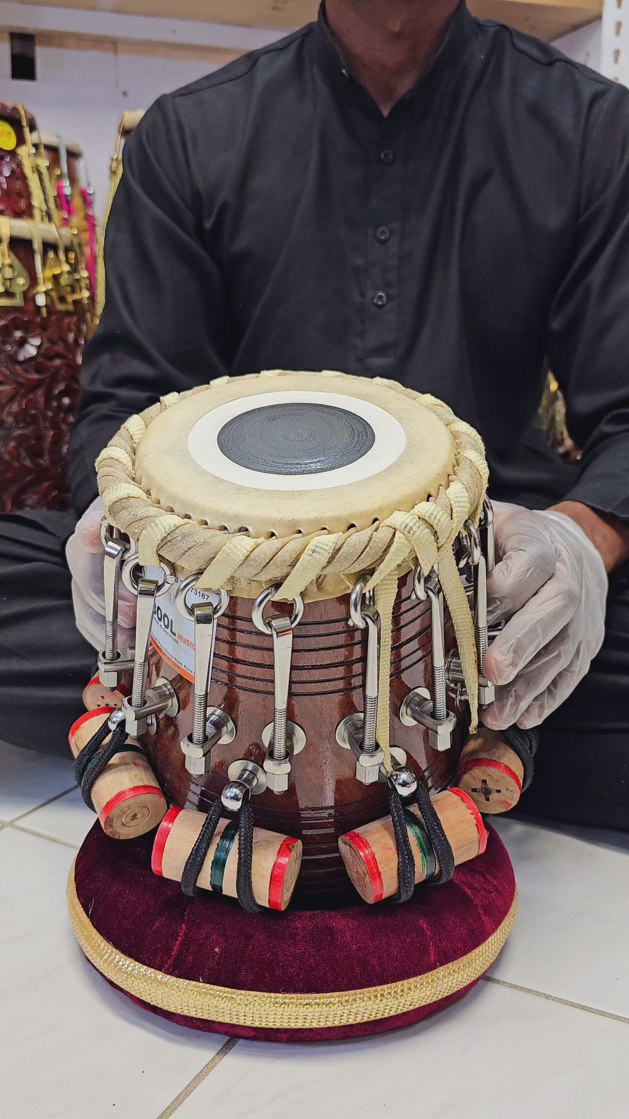 Sonic Craft 5.5" Nut & Bolt Red Sheesham E/F Dayan Tabla Drum - The Fusion of Elegance and Precision