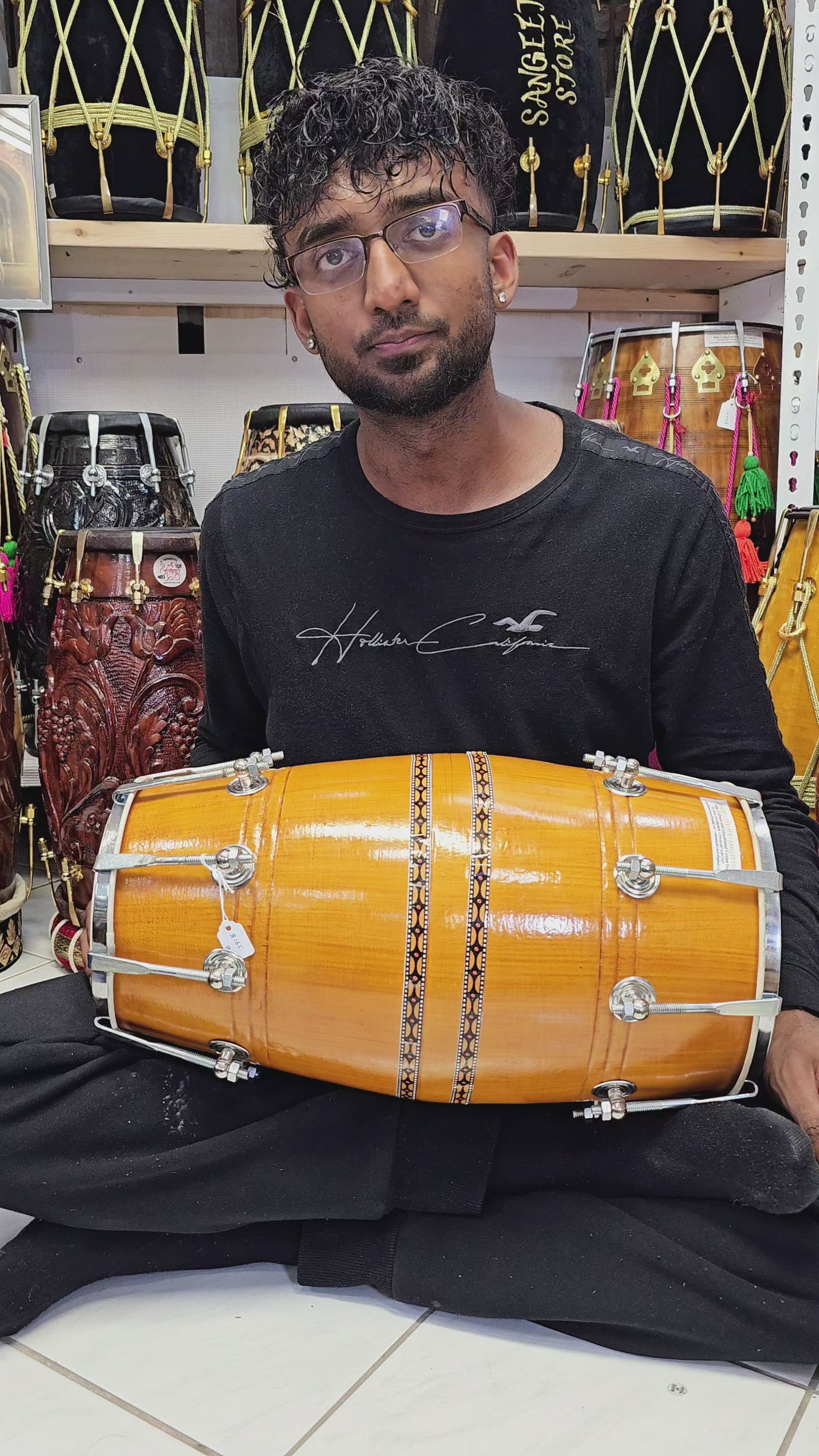 Authentic Sounds: Traditional Student Quality Dholak with Chrome Bolts, Rim Ring, and Handle