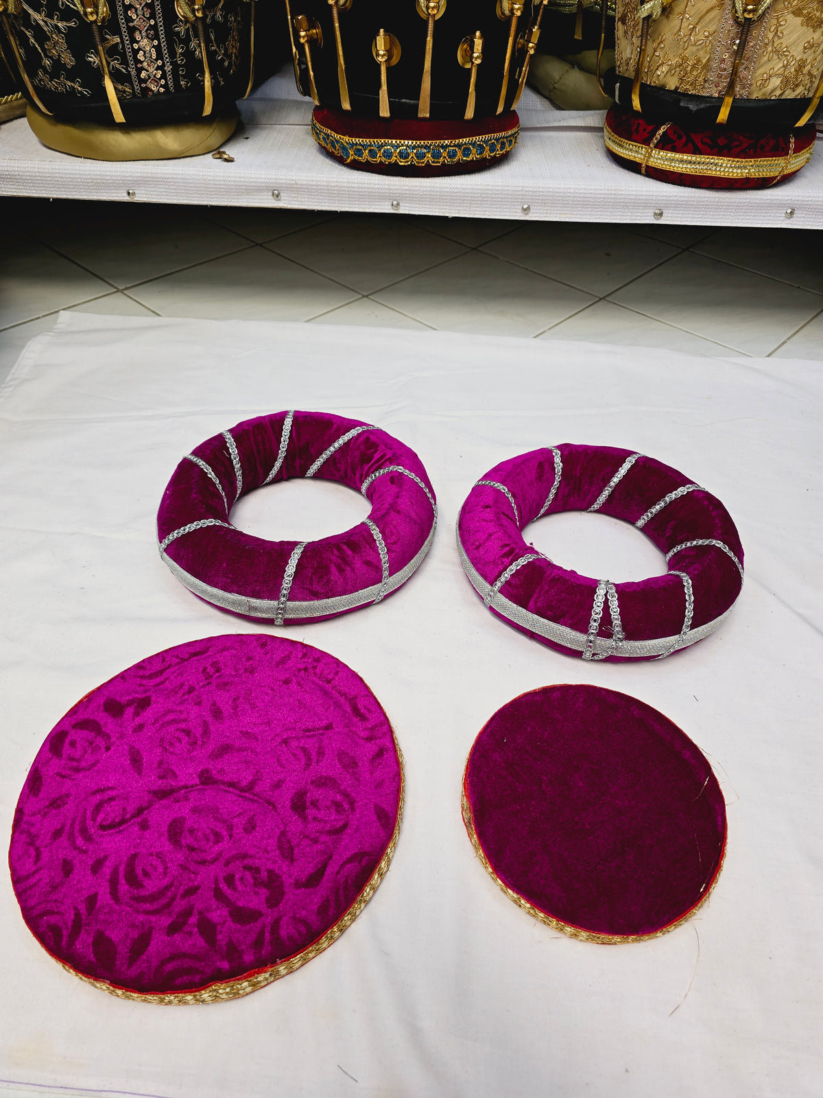 Starlit Magenta Tabla Rings – Magenta with Silver Design (Minor Cosmetic Defects) - Sangeet Store