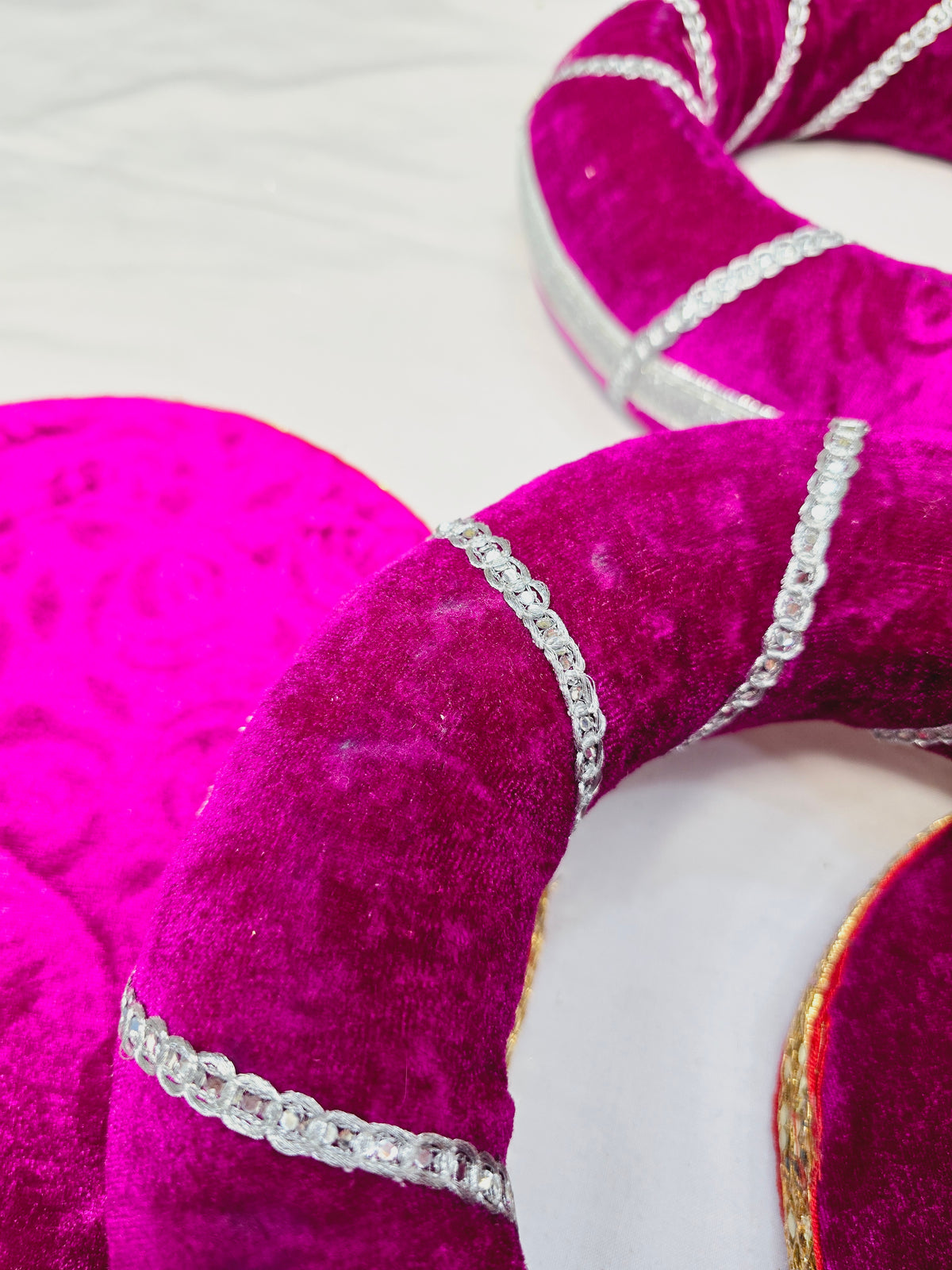 Starlit Magenta Tabla Rings – Magenta with Silver Design (Minor Cosmetic Defects) - Sangeet Store