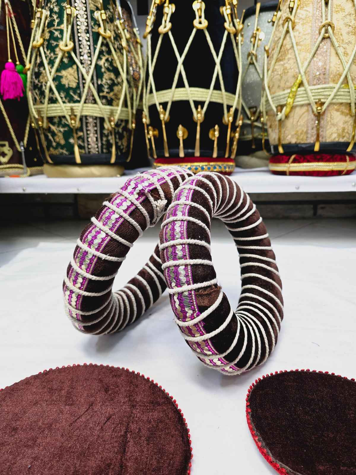 Earthen Tabla Rings – Brown with Purple, Silver & Red Accents