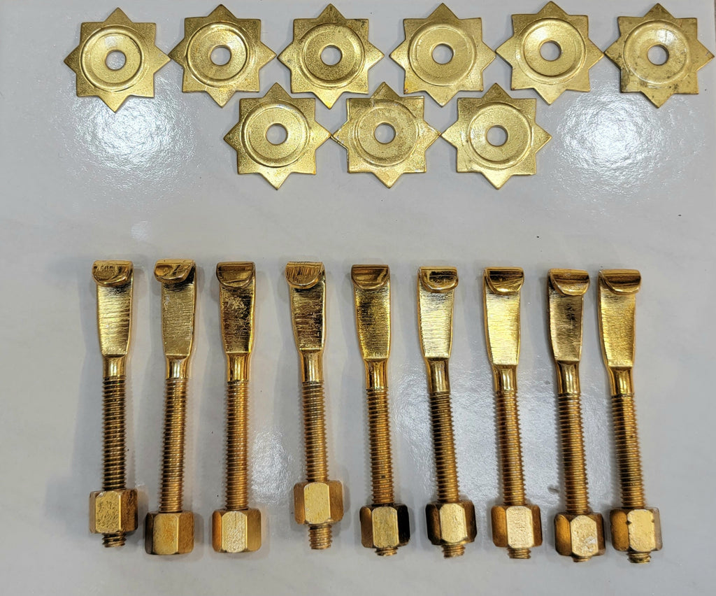 Pure Brass Golden Bolts (Complete 9-Piece Set) - Sangeet Store