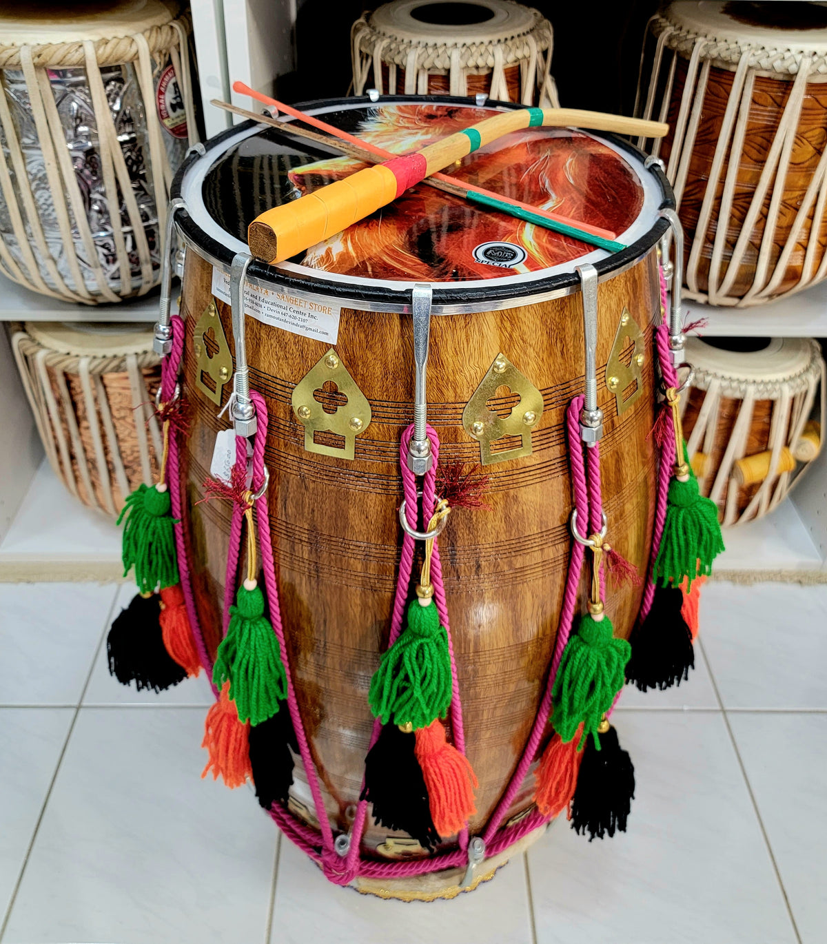 Premium Heavyweight Sheesham Dhol w. Accessories - Sangeet Store