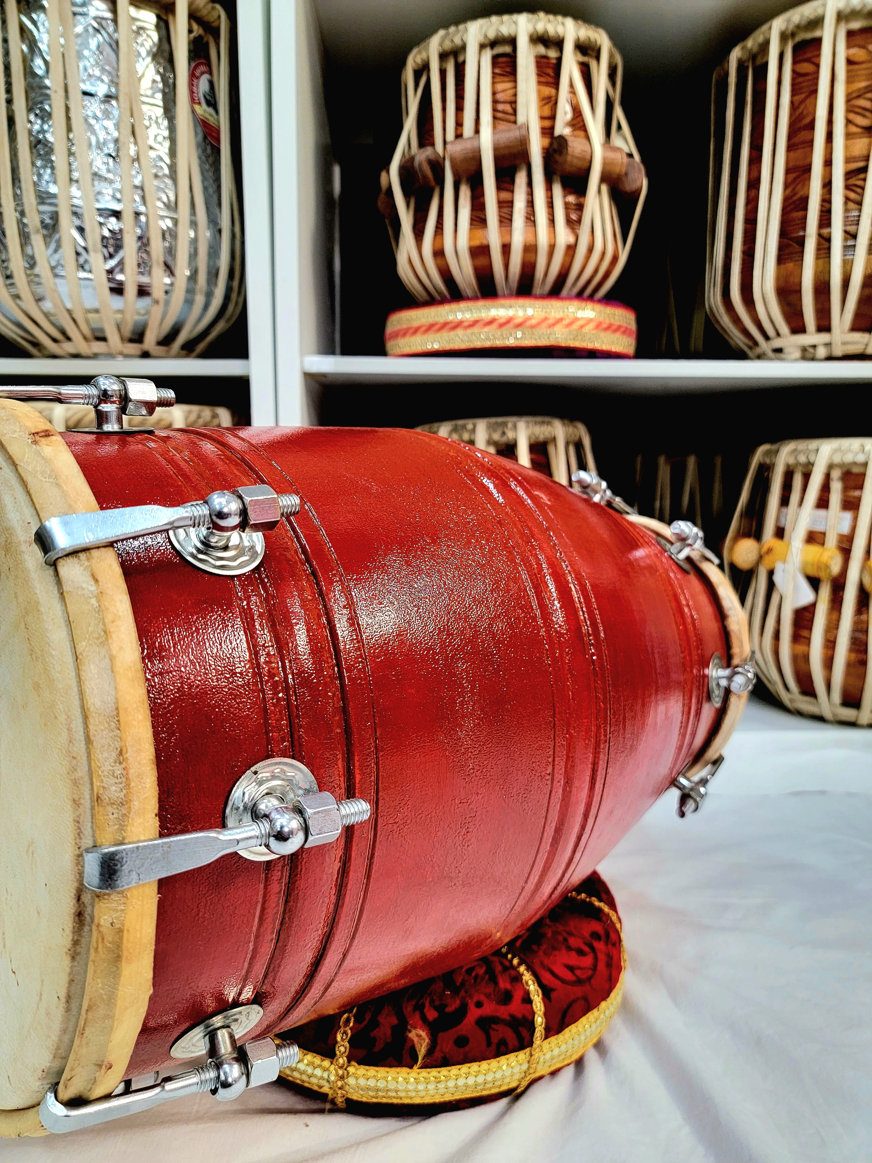 Red Student Quality Dholak - Sangeet Store