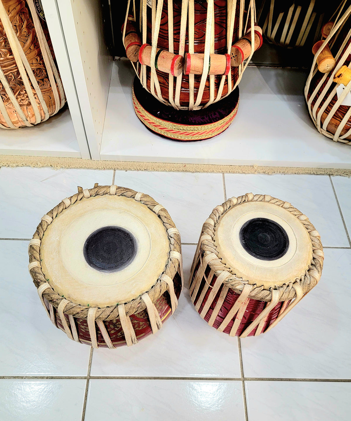 Red Encarved Toddler Tabla Set - Sangeet Store