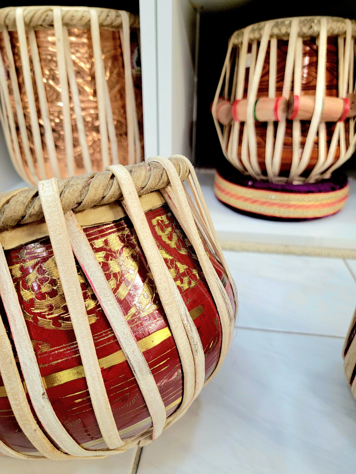 Red Encarved Toddler Tabla Set - Sangeet Store