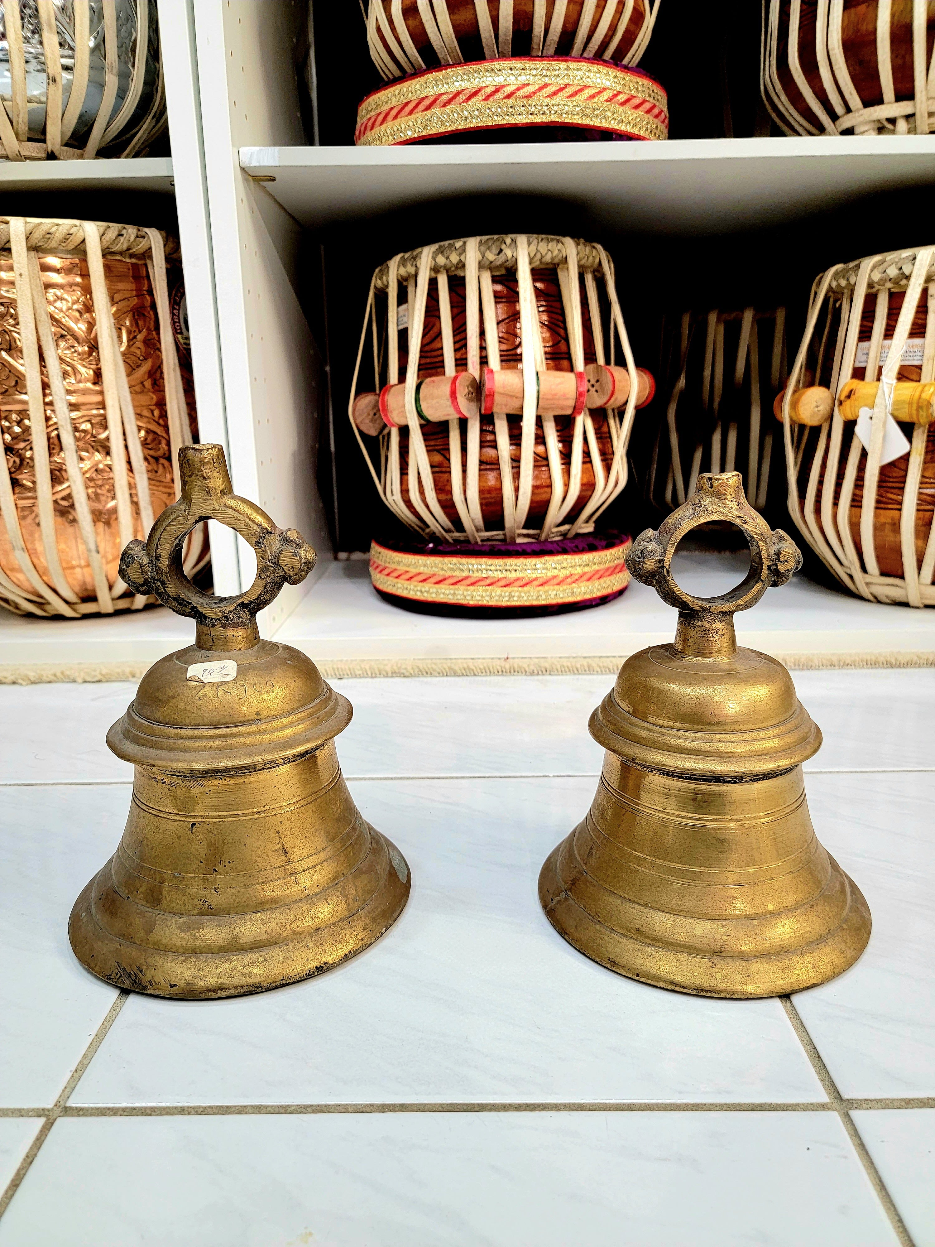 Rustic Bronze Double Temple Bells - Sangeet Store