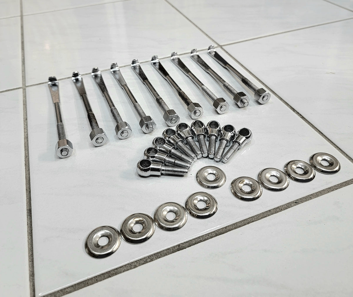 Chrome Dholak Bolts (9-Piece Set) - Sangeet Store